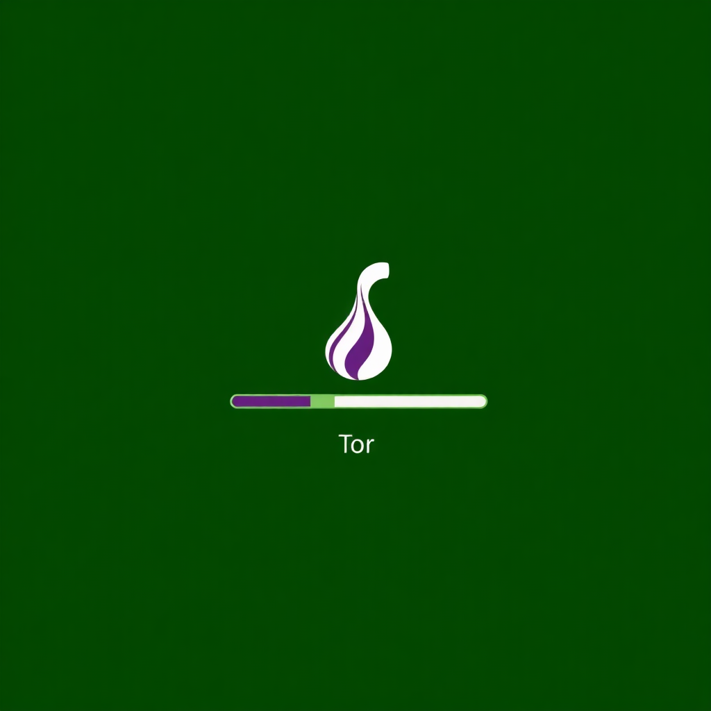 Screenshot of Tor Browser starting and connecting to the Tor network, with progress bar and onion logo
