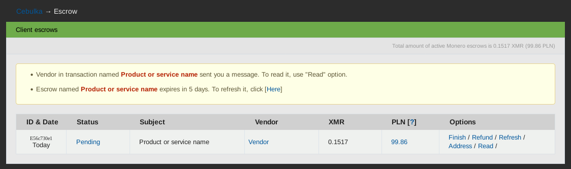 Screenshot of Cebulka login form with nickname field and Next button