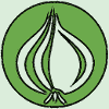 Cebulka Forum logo – stylized onion in green and white colors, modern flat design